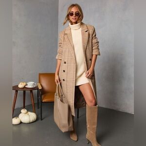 Vici Autumn Root Plaid Longline Trench Coat